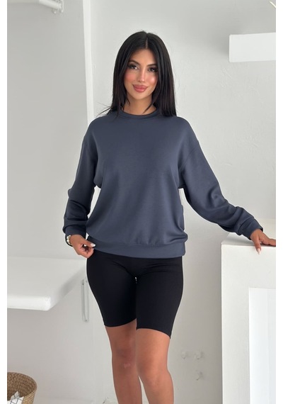 Femelle Füme Modal Kumaş Basic Sweatshirt