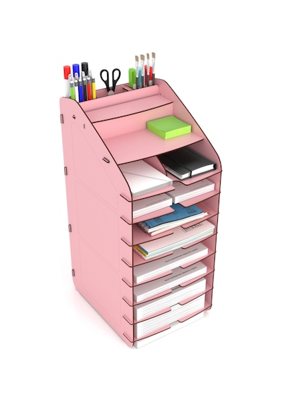 Design Otto Tower Masaüstü Organizer 10 Kat A4 Evrak Rafı 6 Renk Pembe - 90845809 Pembe