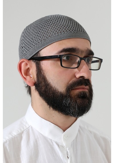 Örme Esnek Orlon Namaz Takke - Gri - Smz