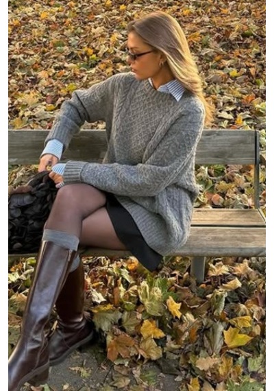 Madmext Antrasit Bisiklet Yaka Örme Triko Kazak Mg2262 Antrasit