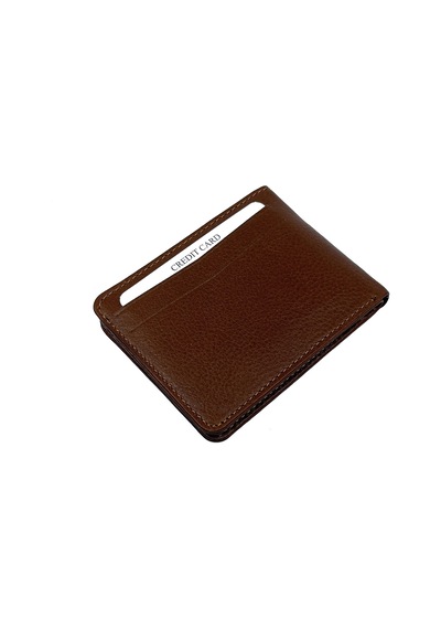 Bons Hakiki Deri Erkek Cüzdan - Minimalist Kartlık Ve Cüzdan - Kahverengi
