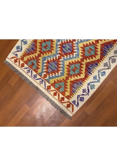 Afgan El Dokuma Yolluk Kilim 100% Yün Kök Boya Çok Renkli