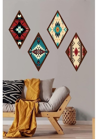 Dekorize Mdf 4 Parça 3 Mm Çerçeve Görünümlü Bohem Tablo 16284 28 X 4