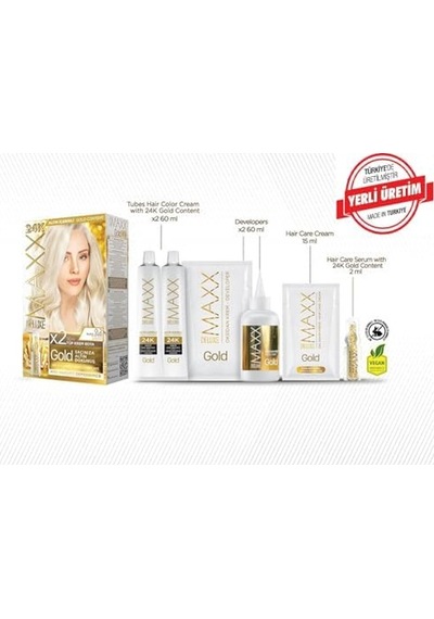 Serisi 24k Altın Parçacıklı Serum İle 1 Kutu 2 X 50 Ml Ve Geliştiriciler Saç Boyası Buzul Sarısı 0.2