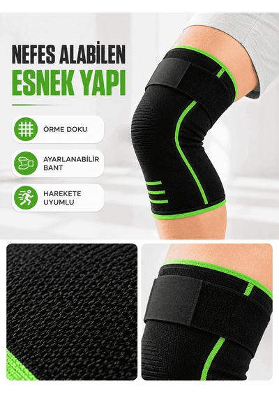 Diz Tamamlayıcı Spor Dizlik Esnek Örme Kumaşlı Ayarlanabilir Üst Bantlı