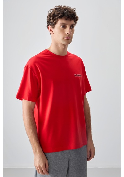 Air Jones Tommy Life Fiesta Pamuklu Kalın Yumuşak Dokulu Oversize Fit Baskılı Erkek T-shirt - 88375 Kirmizi Air Jones Tommy Life Fiesta Pamuklu Kalın Yumuşak Dokulu Oversize Fit Baskılı Erkek T-shirt - 88375 Kirmizi