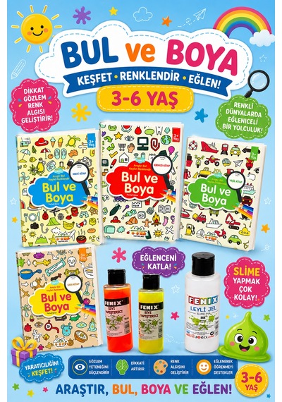 3-6 Yaşa Uygun Bul Ve Boya Seti - 4 Kitap