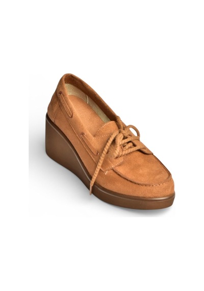 Fox Shoes Y602006402 Taba Süet Dolgu Tabanlı Kadın Ayakkabı Taba