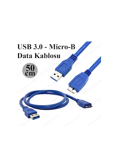 Harici Hdd Sdd Sabit Sürücü Için Usb 3.0 - Micro-B Veri Kablosu