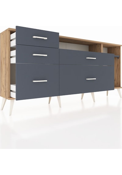 Arges Konsol 2 Raflı 5 Çekmeceli 176x30x83 Çam-antrasit/antrasit Antrasit/antrasit Arges Konsol 2 Raflı 5 Çekmeceli 176x30x83 Çam-antrasit/antrasit Antrasit/antrasit