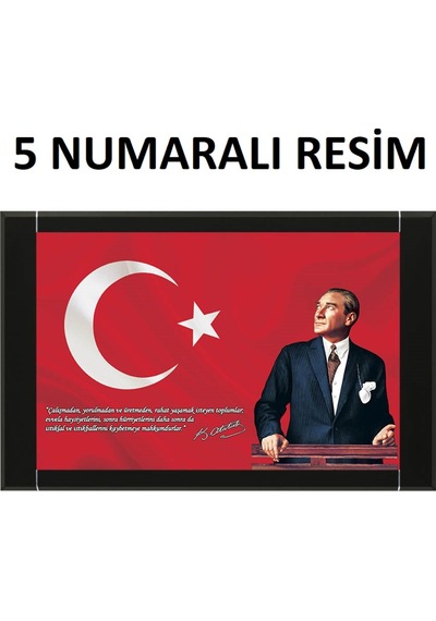 90X140 Cm Deri Çerçeveli Atatürk Resimli Makam Panosu