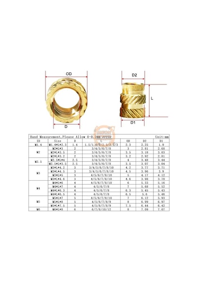 M3x4x5 İnsert Çakma Somun - 3d Baskı Pirinç Somun 50 Adet