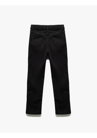 Koton Pamuklu Beli Ayarlanabilir Lastikli Cepli Denim Pantolon Siyah 5skb40028td Siyah