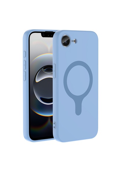Maks Technology iPhone Uyumlu 16e Kılıf M-safe Şarj Özellikli Mkst Aris Silikon Kapak - Baby Blue