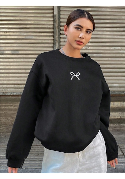 Startmore Siyah Unisex Erkek/kadın Kurdalye Özel Renkli Oversize Bisiklet Yaka Pamuklu