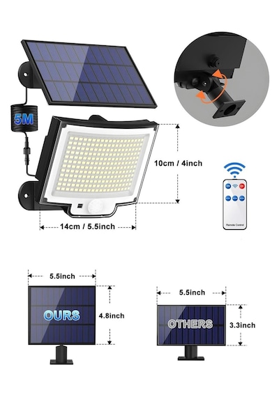 Greentech Güneş Enerjili, Hareket Sensörlü, 228 Boncuk Led Aydınlatma / Gt-sl33 228 Boncuk Led