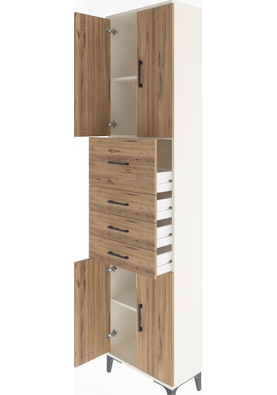 Arges Dolap 3 Raflı 4 Çekmeceli 4 Kapaklı 60x30x243 Aytaşı-çam Aytaşı