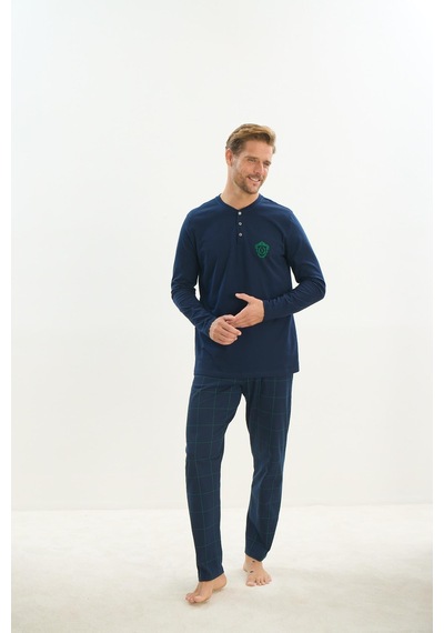 Sevim Erkek Uzun Kol Lacivert Pijama Takım C3t1n5o9 001