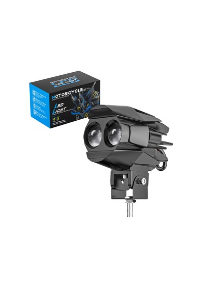 Motosiklet Çift Göz Led Lazer Sis Farı Delici Beyaz Sarı Çift Renk 12-80 Volt 2 Adet