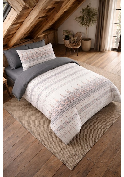Mystory Home Tek Kişilik Lastikli Çarşaflı Nevresim Takımı Estilla Füme Füme - Gri