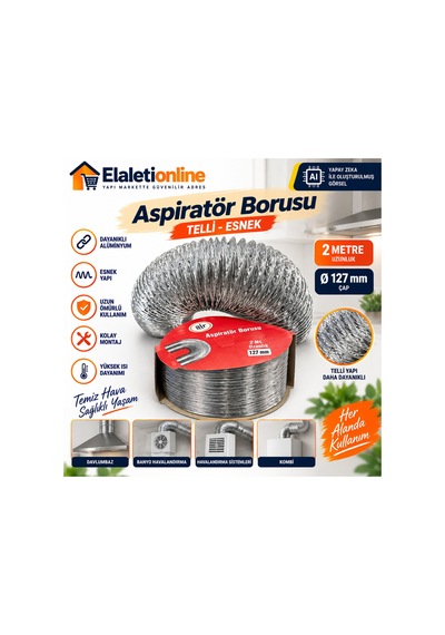 Aspiratör Borusu 2 Metre Gri - 925256550