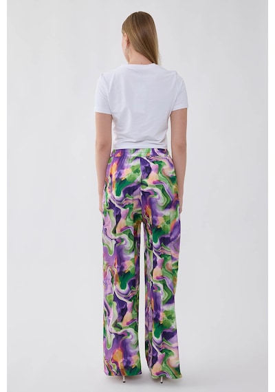Vitrin Batik Desen Beli Lastikli Pantolon Mor