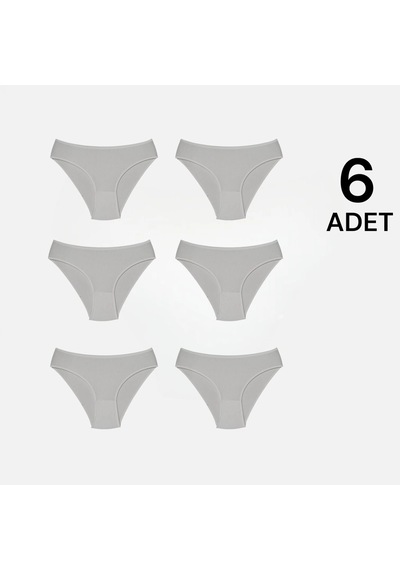 Erdenay Tekstil Penye Licralı Kadın Bikini Külot 6'lı - Beyaz Beyaz