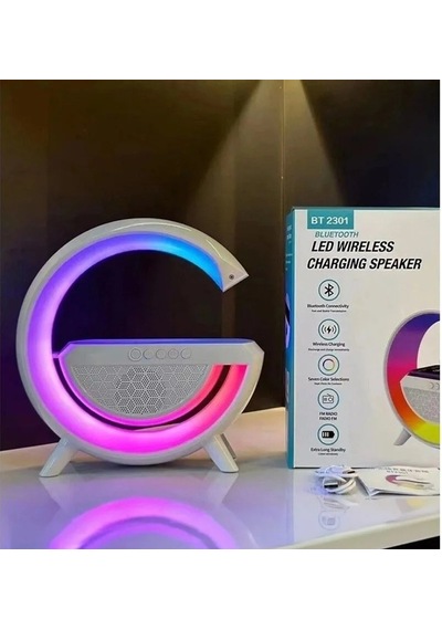 Akıllı Masa Lambası Hoparlör Led Işık & Kablosuz Şarj Çok Renkli