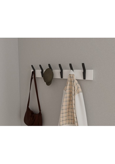 Hepsi3boyutlu Modern Duvar & Kapı Kanca Askılık - 6 Adet Siyah Kanca Askılık - Model No : 3 Siyah