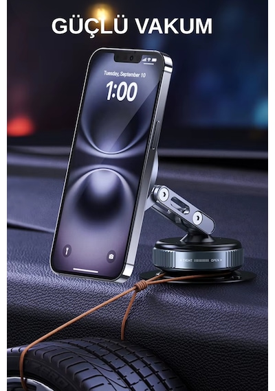 Wearfitpro W53 Alüminyum Alaşımlı Vantuzlu Telefon Tutucu 360 Döner Esnek Kol Cam Fayans Ahşap Ve Araç Uyumlu Gri