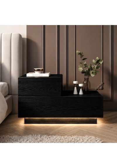 Kayra Kmd002 Led Işıklı Komodin 2 Çekmeceli Modern Tasarım Ahşap Siyah Kayra Kmd002 Led Işıklı Komodin 2 Çekmeceli Modern Tasarım Ahşap Siyah