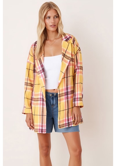 Armonika Kadın Hardal Erkek Yaka Yanları Yırtmaçlı Oversize Ceket Arm-26k001009 Armonika Kadın Hardal Erkek Yaka Yanları Yırtmaçlı Oversize Ceket Arm-26k001009