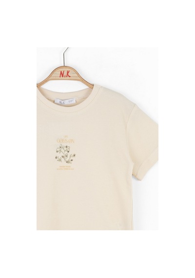 Xo Kids Kız Çocuk Tişört 4-8 Yaş 38511 Krem - Yeşil