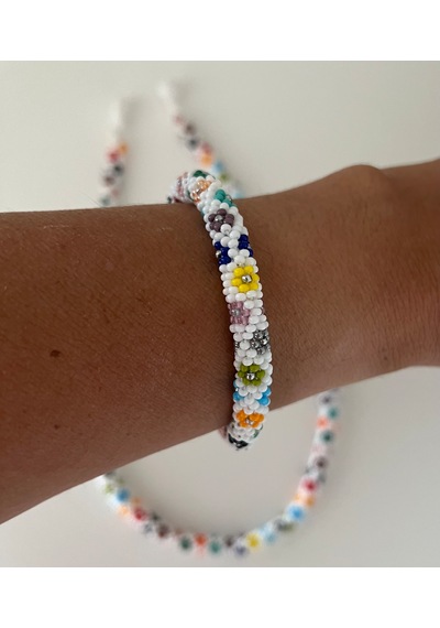 Chichibeads Renk Harmanı El Yapımı Boncuk Kolye Bileklik Set Kırmızı - Beyaz