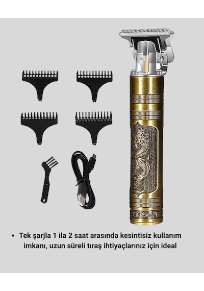 Şarjlı T Bıçaklı Saç Ve Sakal Tıraş Makinesi 3 Başlıklı, Güçlü Motorlu, 2 Saat Kullanım Diğer