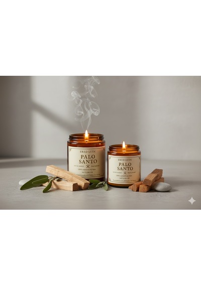 Palo Santo Kokulu % 100 Soya Özel Tasarım Kavanoz Mum Beyaz