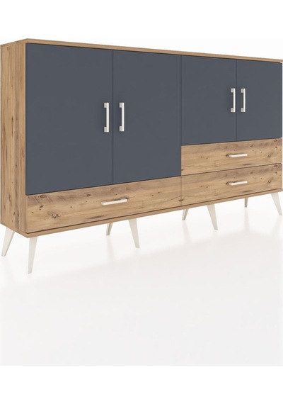 Arges Konsol 5 Raflı 3 Çekmeceli 4 Kapaklı 176x30x99 Çam-antrasit Çam-antrasit/çam Arges Konsol 5 Raflı 3 Çekmeceli 4 Kapaklı 176x30x99 Çam-antrasit Çam-antrasit/çam