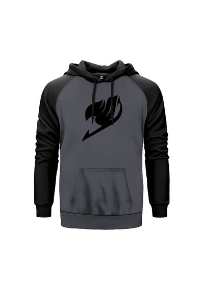 Fairy Tail Logo Gri Renk Reglan Kol Sweatshirt