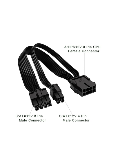 Alfais 4695 Eps 12V Cpu Dişi To Atx 8+4 Pin Power Supply Çevirici