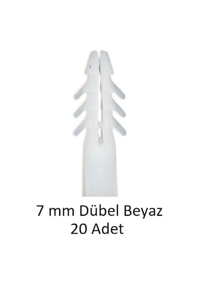 Dübel, 7 Mm Beyaz Dübel, 20 Adet