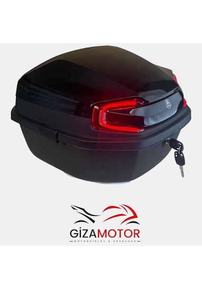 Işıklı + Sırt Dayamalı 33 Litre Motosiklet Çantası Siyah