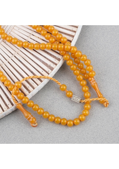 Katalin Usta İşi İmzalı 99luk Namaz Tesbih Küre Kesim 7mm Tesbih - Kayısı Turuncu