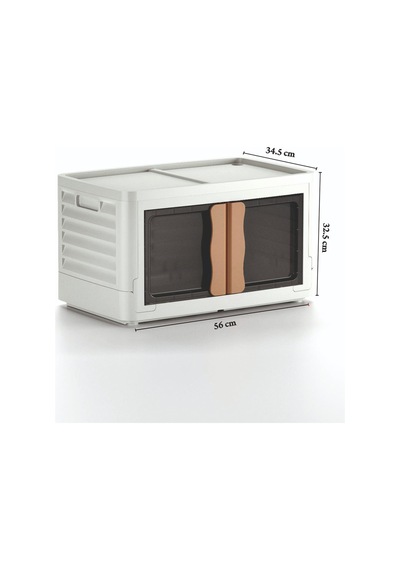 Hi-box Katlanabilir İstiflenebilir Çok Amaçlı Eşya Dolabı Saklama Kutusu Organizer Krem