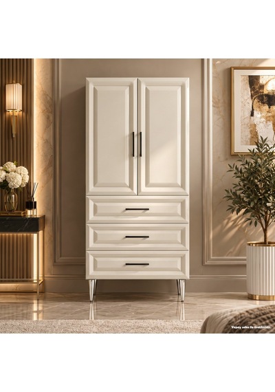 Antibes Çok Amaçlı Dolap 60 Cm 2 Kapak 3 Çekmece Parlak Krem - Çok Amaçlı Erzak Dolabı Beyaz Antibes Çok Amaçlı Dolap 60 Cm 2 Kapak 3 Çekmece Parlak Krem - Çok Amaçlı Erzak Dolabı Beyaz