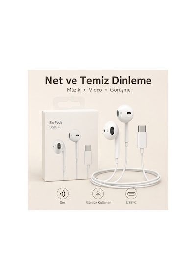 Type-c Kulaklık Usb-c Mikrofonlu Kablolu Kulak İçi Kulaklık İphone 15 16 17 Uyumlu