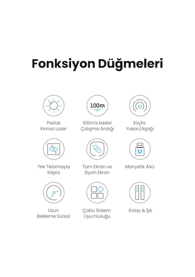 Ugreen Lazer Presenter 2.4GHz Kablosuz Sunum Kumandası