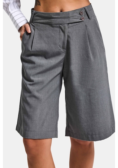 Itsbasic Kadın Gri S6 Baggy Fit Maxi Boy Bermuda Şort Gri Melanj