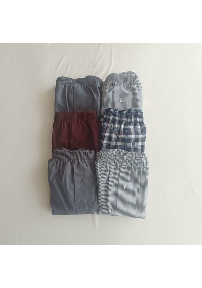 Bonbon Erkek 6'lı Paket Karışık Renk Dokuma Kumaş Boxer Bb2684 Çok Renkli