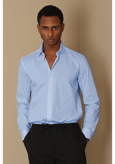 Lufian Austın Erkek Klasik Gömlek Slim Fit Mavi 111010514100300 Mavi