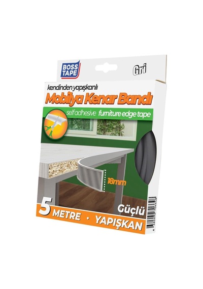 Mobilya Masa Kenar Bandi, 18 Mm X 5 Mt Boyut, Gri Diğer